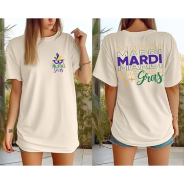 Mardi Gras Oversized Tee Shirt for Women Festive Comfort
