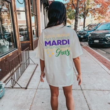 Mardi Gras Oversized Tee Shirt for Women Festive Comfort