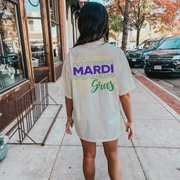 Mardi Gras Oversized Tee Shirt for Women Festive Comfort