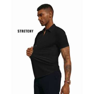 PJ PAUL JONES Mens Dress Shirts Short Sleeve,Business Casual Shirts for Men Summer,Mens Short Sleeve...