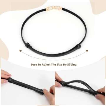 JASGOOD Leather Skinny Women Thin Waist Belts for Dresses up to 37 Inches with Golden Buckle 2 Pack (01-Black+Brown, Waist size below 37 Inches)