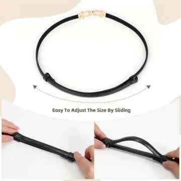 JASGOOD Leather Skinny Women Thin Waist Belts 2 Pack