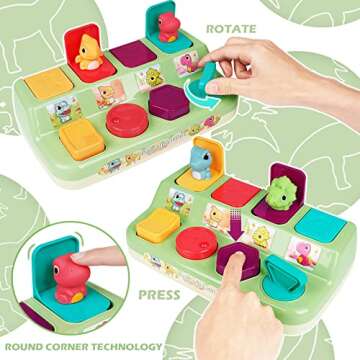 Baby Pop Up Toy- Colorful Cause and Effect Toys for Babies 12 Months Montessori Toy Toddler Infant Toys- Cute Jungle Pop Up Baby Toy- Popup Dinosaur Toy for Early Learning, Playing and Development Toy