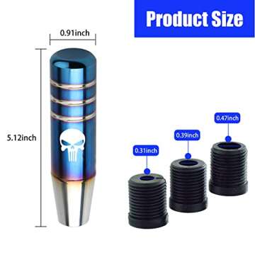 neynavy 1 PC Gear Stick Shifter Knobs, Skull Design Aluminum Alloy Weighted Gear Lever Metal Stick S...