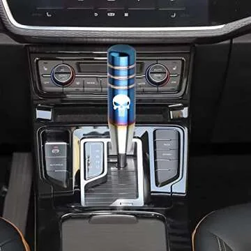 neynavy 1 PC Gear Stick Shifter Knobs, Skull Design Aluminum Alloy Weighted Gear Lever Metal Stick Shifter Handle Fit for Most Automatic Manual Vehicle (Multicolored)