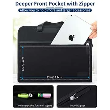 Sooez Heavy Duty Accordion File Organizer with Hidden Handle, Portable 12 Pockets Expanding File Folders, Cloth Monthly Bills Receipt Organizer for Letter/A4, School Classroom Home & Office Supplies