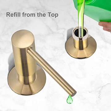 Samodra Sink Soap Dispenser, Metal Pump Head Liquid Lotion Countertop Kitchen Bathroom Soap Dispenser with 12 OZ PET Bottle