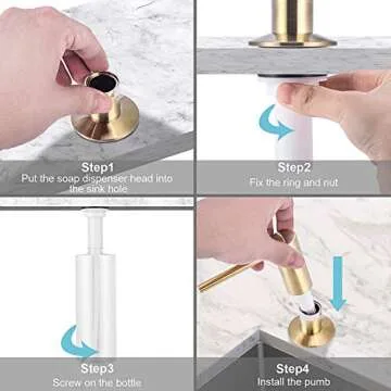 Samodra Sink Soap Dispenser, Metal Pump Head Liquid Lotion Countertop Kitchen Bathroom Soap Dispenser with 12 OZ PET Bottle