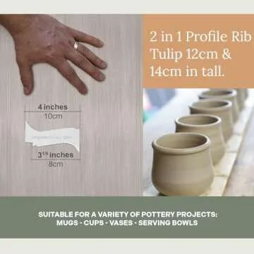 OUTPOST POTTERY Profile Ribs - Precision Pottery Rib Tools Made W/Durable PLA for Consistent Shapes, Floating Designs & Accurate Craft - Texture & Trimming Tools (Tulip 8 &10cm)