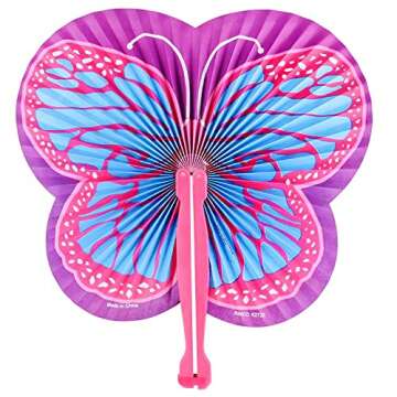 ArtCreativity 9.5 Inch Handheld Butterfly Folding Fans - Fun Party Favors & Cool Summer Treats