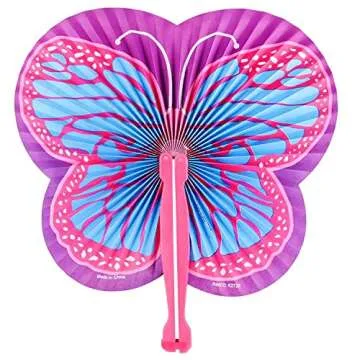 ArtCreativity 9.5 Inch Handheld Butterfly Folding Fans - Fun Party Favors & Cool Summer Treats