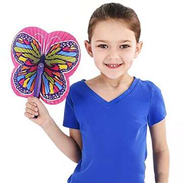 ArtCreativity Butterfly Folding Fans for Kids - 12 Pack