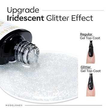 Modelones Glitter Gel Top Coat with Iridescent Finish