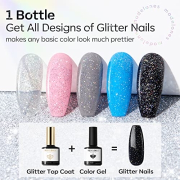 Modelones Glitter Gel Top Coat with Iridescent Finish