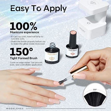 Modelones Glitter Gel Top Coat with Iridescent Finish