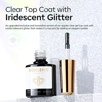 Modelones Glitter Gel Top Coat with Iridescent Finish
