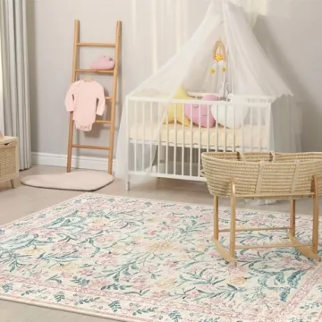 Morebes Pink Boho Rug - Soft & Washable 5x7 Area Rug