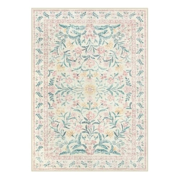 Morebes Pink Boho Rug - Soft & Washable 5x7 Area Rug