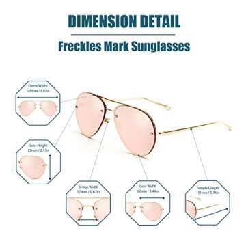 Freckles Mark Oversized Aviator Sunglasses with Stylish Tints