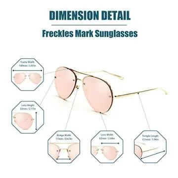 Freckles Mark Oversized Aviator Sunglasses with Stylish Tints