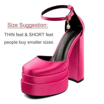 MERUMOTE Womens Sexy High Heels Platforms Pumps Square Toe Chunky Block Heels Rhinestone Party Shoes Rose Satin US8