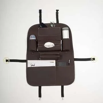 Backseat Car Organizer, PU Leather Car Seat Back Organizer Travel Storage Bag Holder Pocket Kick Mats Back Seat Protector Car Back Seat Organizer for Kids, Universal Car Travel Accessories