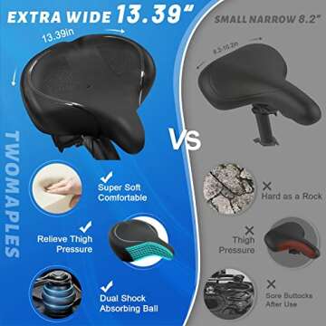 Twomaples Extra Wide Bicycle Seat for All Biking Needs