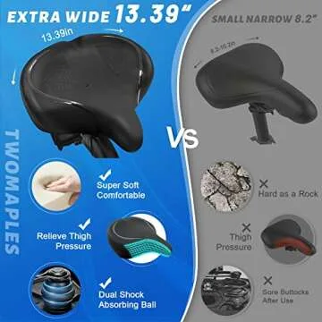 Twomaples Extra Wide Bicycle Seat for All Biking Needs