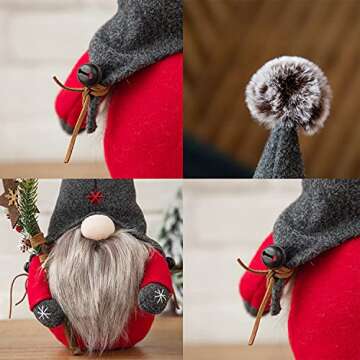 Handmade Swedish Gnome Christmas Decorations Indoors Gnomes Plush Home Decor Scandinavian Tomte Nisse Santa Figurine Xmas Tree Ornaments Winter Gifts Collections Doll Toy 16 Inch，Snowflake Red/Gray