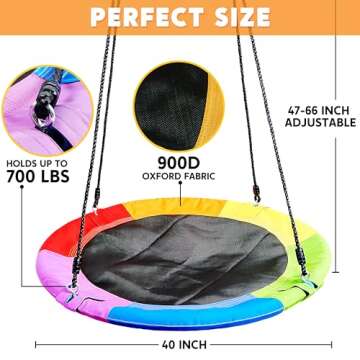 TURFEE 40" Saucer Tree Swing for Kids - 700Lb Weight Capacity, 900D Waterproof Oxford Fabric Platfor...