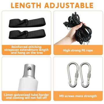 TURFEE 40" Saucer Tree Swing for Kids - 700Lb Weight Capacity, 900D Waterproof Oxford Fabric Platform Swing Seat with Adjustable Ropes for Kids Playground Outdoor Activity Backyard Fun (Rainbow)