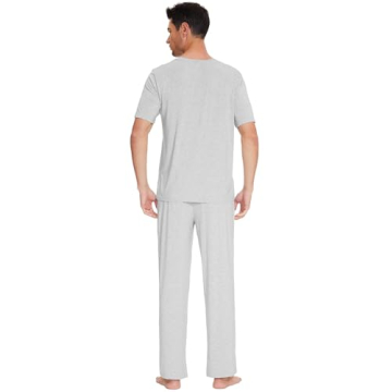 WiWi Men's Bamboo Pajama Set - Soft Lounge Pjs for Comfort