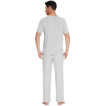 WiWi Men's Bamboo Pajama Set - Soft Lounge Pjs for Comfort