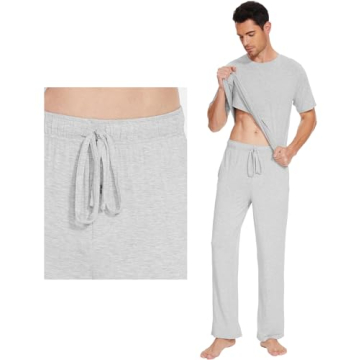 WiWi Men's Bamboo Pajama Set - Soft Lounge Pjs for Comfort