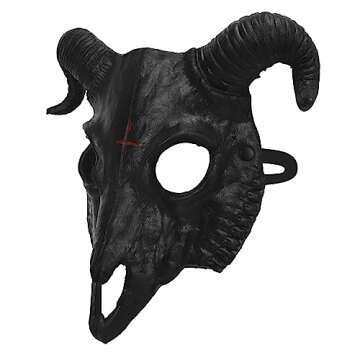 Black Goat Head Skull Mask Ram Horns Animal Skull Costume Mask Horror Demon Devil Evil Mask Cosplay ...