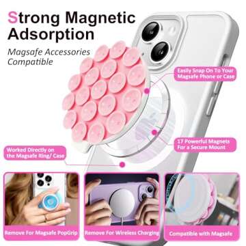 AZXYI Silicone Suction Cup Phone Mount, Magnetic Silicone Suction Phone Case Stand, Hands Free Mirro...