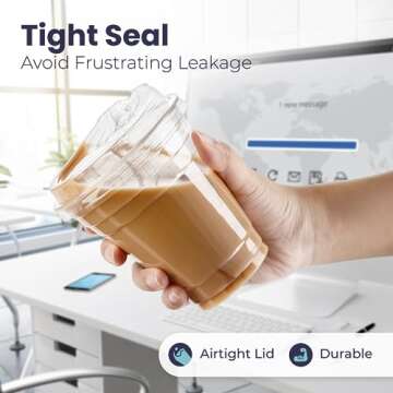 Fit Meal Prep 50 Pack Clear Plastic Cups with Lids