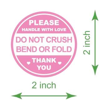 300 Pink Round Do Not Crush Labels for Shipping