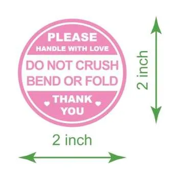 300 Pink Round Do Not Crush Labels for Shipping
