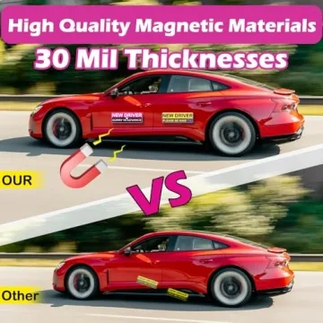 5 Pack Reflective Student Driver Car Magnet, Funny Magnetic Bumper Sticker Safety Sign Set, New Driver Car Stickers Supplies for Novice Drivers, Removable, Water Proof, UV Heat Resistant