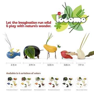 Taksa Toys Locomo Family 1 Open-Ended Waldorf Educational Outdoor Play Figures, Wooden Animal Montessori Toys for Kids 3 4 5 6 7+ for Childs Learning & Creativity Year Old, Gifts (Set of 5)