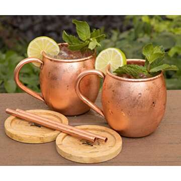 Copper Mules Moscow Mule Copper Mugs Set of 2 Handcrafted - Classic Riveted Handles – Holds 16oz