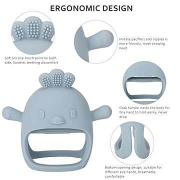 Socub Silicone Baby Teether Toys for Infants 3-6 6-12 Months, BPA Free Anti-Drop Silicone Mitten Tee...