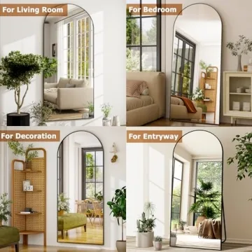 GLSLAND 34x76 Inch Arched Full Length Mirror Black Aluminum Frame