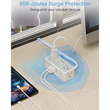 Flat Extension Cord with Surge Protection and USB