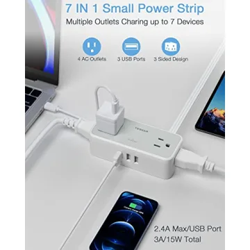 Flat Extension Cord with Surge Protection and USB