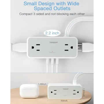 Flat Extension Cord with Surge Protection and USB