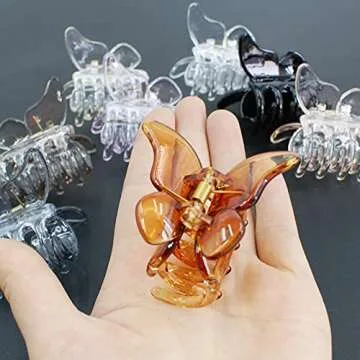 ABUDDER 8 Pieces Hair Claw Clips ,3.3 inch Girls Clear Butterfly Hair Clips, Beautiful Butterfly Hair Clips Hair Accessories for Girls and Women (blue&brown&black)