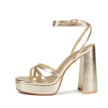 Abbleet Platform Heels for Women Strappy Block Chunky High Heels Open Toe Ankle Strap Sandals Fashio...