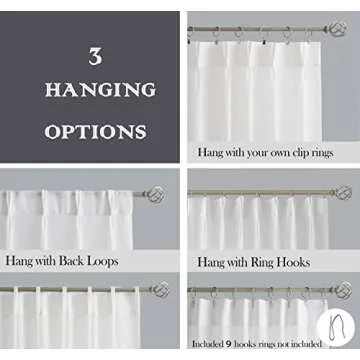 Central Park White Pinch Pleated Sheer Curtain Panels Linen Textured Window Treatment Drape Farmhouse Rustic for Living Room Bedroom, 40"x90"x2